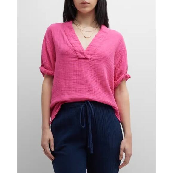 Xirena Avery‎ Short-Sleeve V-Neck Gauze Top - Picture 1 of 6